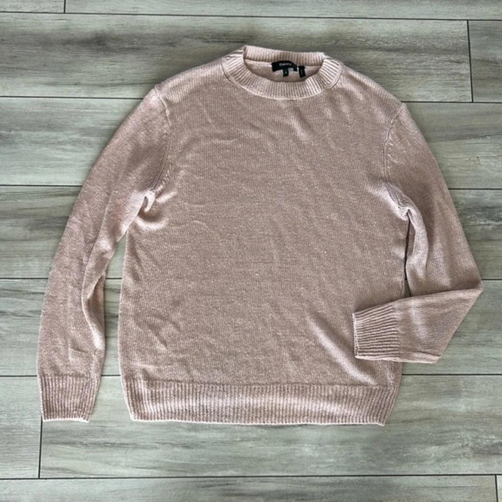 Theory Linen blend pink crew neck sweater size small